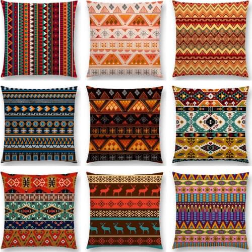 Boho Primitive Geometric Pattern National Style Exotic Native Striped Navajo Arrow Beautiful Cushion Cover Sofa Pillow Case