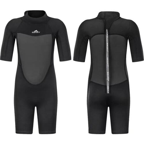 Sbart 2019 2mm Boys Girls Neoprene Short Wetsuit for Children 2-12Y Kids Full Black Diving Suit Thermal Swimsuit Jumpsuit