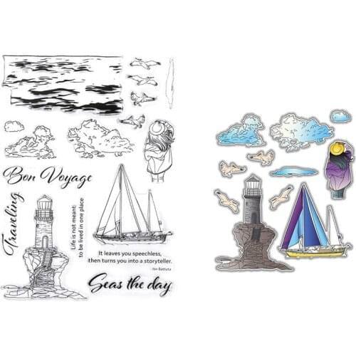Clear Stamps And Cutting Dies Seas The Day Sailboat For DIY Scrapbook Photo Album Craft Card 2021 New