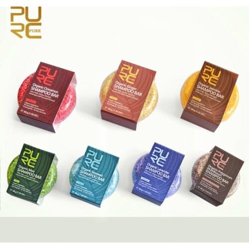 PURC 7 Types Organic Shampoo Soap Vegan Handmade Cold Processed Refreshing Anti Dandruff Hair Shampoo Shiny Hair Scalp Treatment
