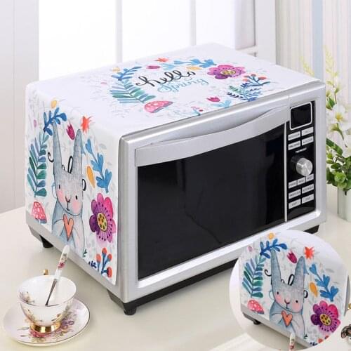 Creative Kawaii Rabbit Printed Microwave Oven Dust Cover Cloth Covers Dual-Purpose Kitchen Storage Bag Pouch High Dustproof Tool