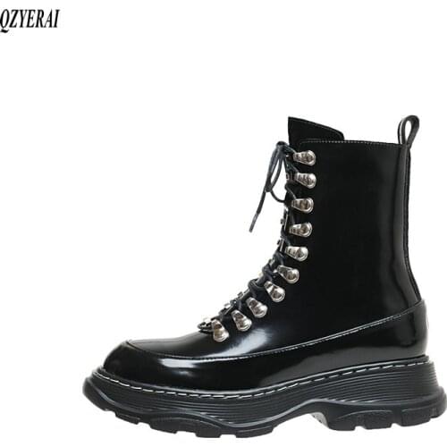 QZYERAI New style Martin boots Genuine leather Female boots leisure Fashion boots Womens boots cowhide Womens shoes