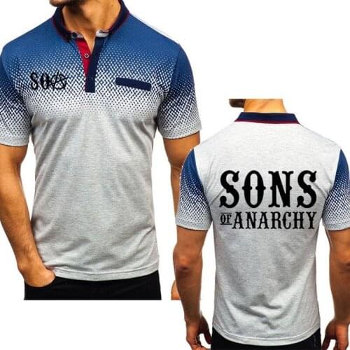 Mens tops SOA Sons of anarchy the child Printed high quality Cotton Crew neck Short Sleeve casual Mens Polo shirt X