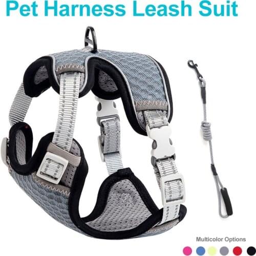 Saddle Style Dog Harness Pet Vest Adjustable Reflection Night Walk Running Dog Hanresses Leash Suit Dogs Basic Harness Collars