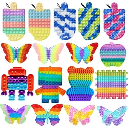 Silicone Ice Cream Multi Shapes Push Bubble Sensory Toy Anti-stress Relaxing Toy Stress Relieve Educational for Adults Kids