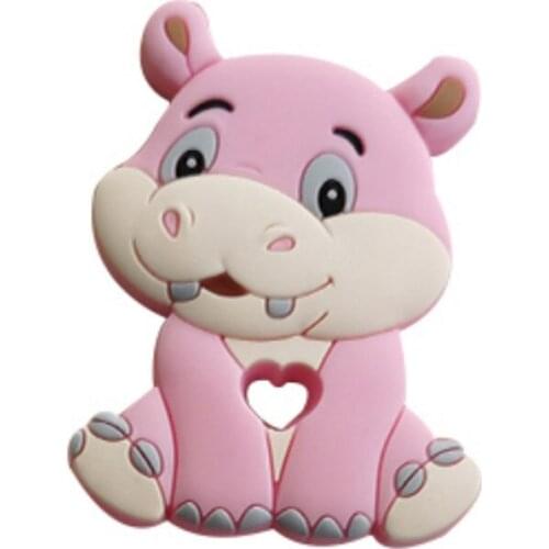 Silicone Teethers for Baby BPA Free Toddler Teething Toys Safe Cute Animal Hippo Shaped Baby Teether for Kids