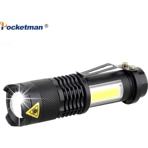 3800LM LED Flashlight Portable Mini XML-Q5+COB Zoom 4 Modes torch flashlight Use AA 14500 Battery Waterproof Lighting lantern