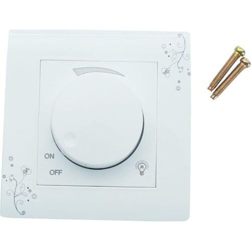 LED Knob Dimmer Switch, AC 110~250V in-Wall Dimmer Switch for Dimmable LED Panel Lights, 86 Type, with Screws, Wall Plate