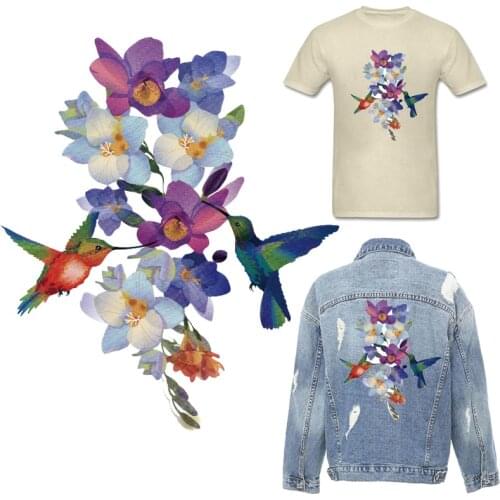 Flower Patch Iron-on Transfers for Clothing Thermoadhesive Patches on Clothes Diy Bird Stickers Ironing Applications Applique