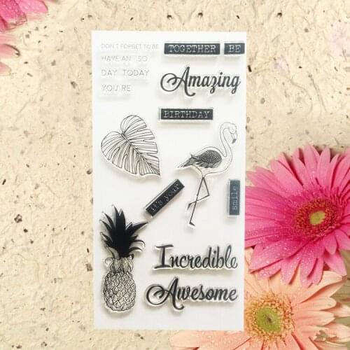 Amazing BIRTHDAY Flamingo Pineapple Scrapbook DIY photo cards making account rubber stamp clear stamp transparent stamp 20