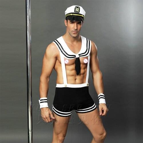 Adult Men Sexy Sailor Costume Hot Erotic Sexy Slim Fit White Seaman Uniform Carnival Festival Halloween Male Costumes