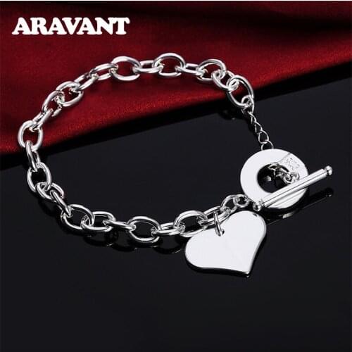 Hot Sale 925 Silver New Style Women Charm Bracelet Chain Heart Bangles Bracelets Pulseira Fashion Jewelry