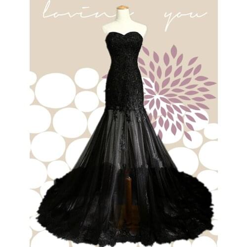 Sexy Black Lace Mermaid Long Evening Prom Party Gown vestido 15 anos Sweetheart Sleeveless Sequins Elegant Quinceanera Dresses