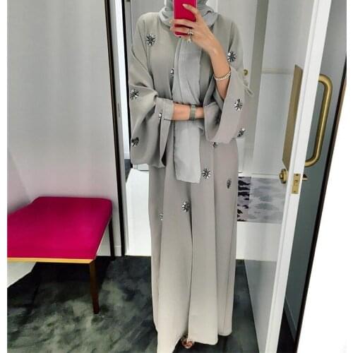 Muslim Women Maxi Dress Plus Size Robe Embroidery Abaya Open Cardigan Dubai Ramadan Casual Kaftan Long Dress Islamic Clothing