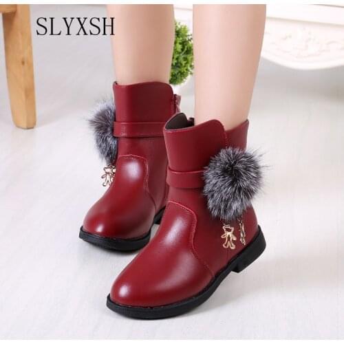 Winter Fashion child girls snow boots shoes warm plush soft bottom baby girls boots comfy kids leather winter snow boot for bab