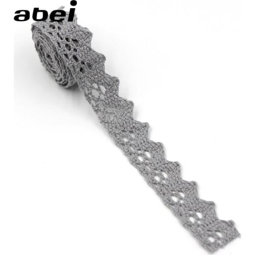 10yards 1.8cm Grey Cotton lace trimming DIY sewing hometexile edge wrap Ribbon Wedding party Scrapbook Craft Garment Accessories