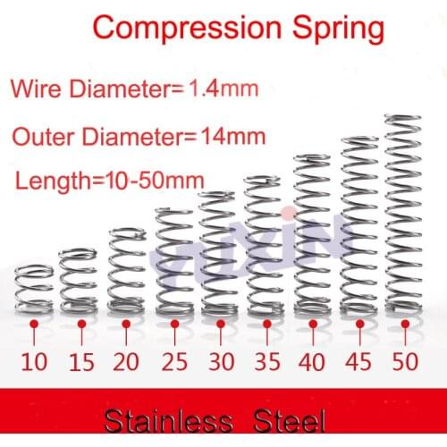 20pcs/Lot 1.4*14*10-50 Small Coil Compression Spring,Stainless Steel Springs,Small Spot Micro Compression Spring For 3D Printer