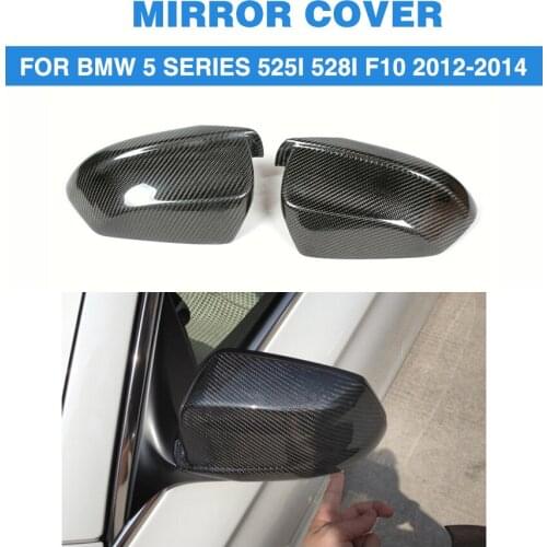 Side Rearview Mirror Covers Side Wings Carbon Fiber Add On Style For BMW 5 Series F10 Non-M 2011-2013