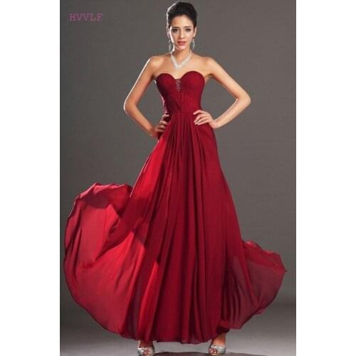 Burgundy Evening Dresses A-line Sweetheart Chiffon Backless Plus Size Long Evening Gown Prom Dresses Robe De Soiree