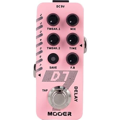 MOOER The D7 Digital Delay pedal 6 customizable digital delay effects with the seventh LED indicating the built-in LOOPER