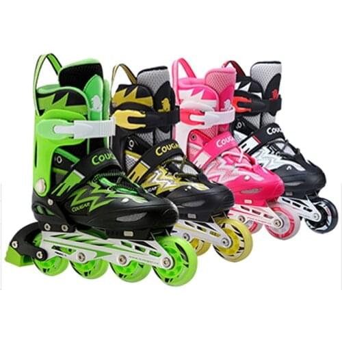 Children Kid Roller Skates 1 Row Inline Skates PVC Breathable Mesh Skating Sliding Quad Sneakers Footwear PU Wheel Roller Skates