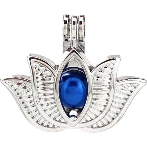 K846 5pcs/lot Big Lotus Pearl Beads Cage Pendant Locket Fairytale Party Essential Oil Diffuser