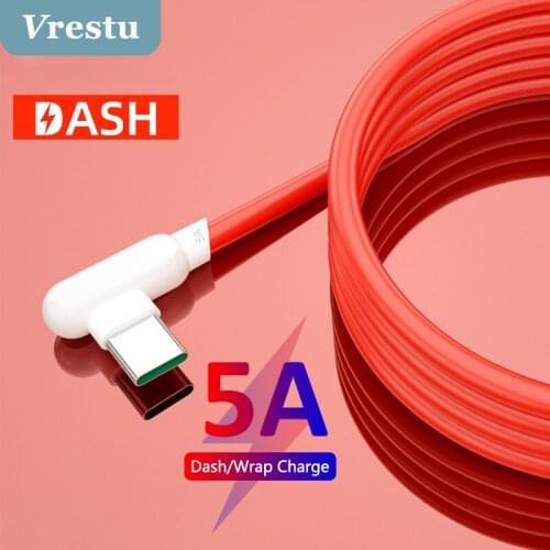 5A Elbow Dash Charge Cable for Oneplus Nord LE 2 Type C 90Degree Warp USBC Dash Fast Charging Game Line for One Plus 1+9R 7 6 8T