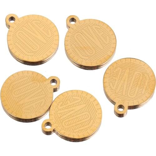 10pcs Stainless Steel 15 20MM Round Designer Charms Dangles Love Pendants for DIY Bracelets Necklace Making Findings Accessories