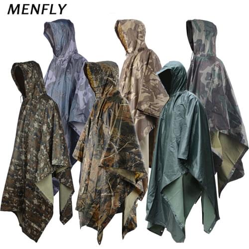 MENFLY PVC Maple Leaf Camouflage Jungle Adventure Poncho Raincoat Outdoor Sports Army Fan Camouflage Rain Coats Fishing Jacket