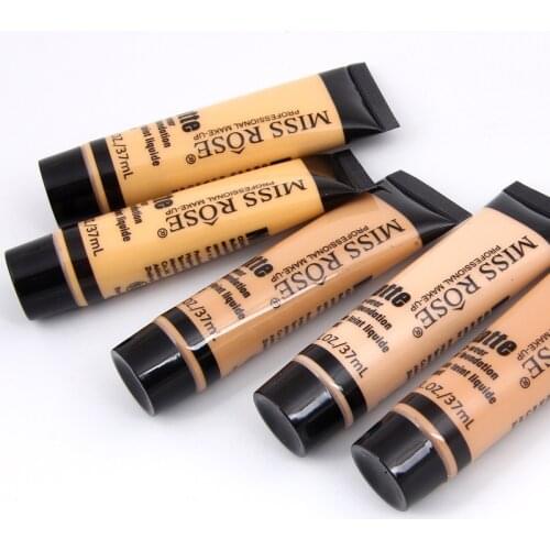 MISS ROSE 37ml Matte Liquid Foundation Cream Soft Matte Long Wear Oil Control Concealer Fashion Basic Makeup Beauty Profissional