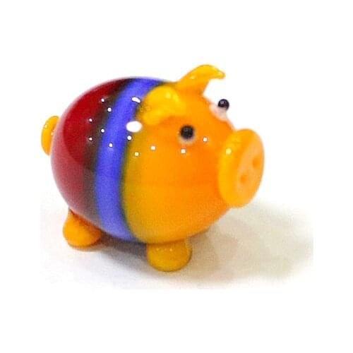 Multi-Color Miniature Glass Pig Figurines Creative Design Cartoon Animal Craft Ornaments Home Table Room Kawaii Decor Collection