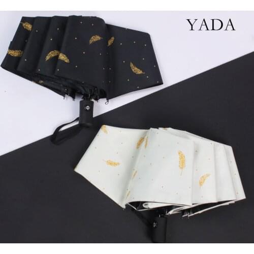 YADA INS Fashion Feather Folding Automatic Umbrella For Women Girl UV Rainproof Umbrella Parasol Rain Sun Umbrellas YD200158