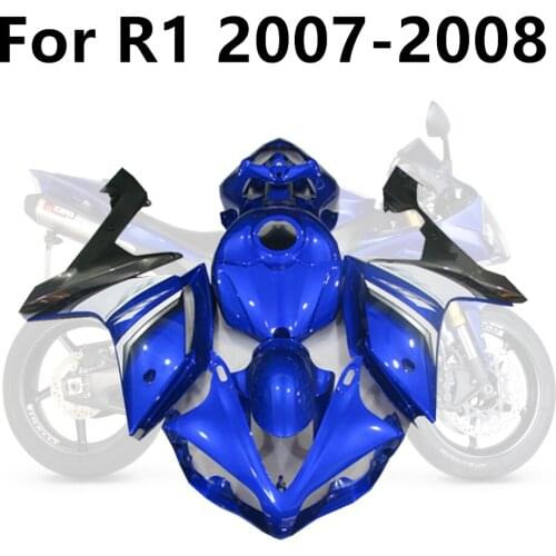 Motorcycle for Yamaha R1 2007-2008 Full Fairing Kits YZF1000 07-08 Bodywork Injection Kit Cowling Titanium Blue