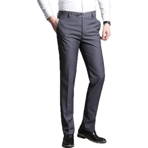 Men Suit Pants 2020 Mens Thin Dress Pants Straight Business Office Trousers Man Formal Pants Classic Male Pantalon Hombre 38