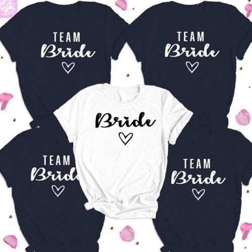 Bridesmaid Bride T-shirt Cotton Tshirt Women Plus Size Causal Bachelorette Party Shirt Bridal Wedding Team Tops Woman T Shirts