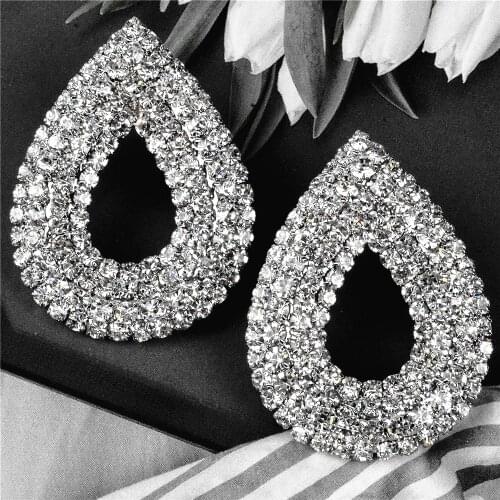2021 New Ladies Crystal Earrings Fashion Drop-shaped Accessories Wholesale Bridal Wedding Prom Jewelry Coruixi