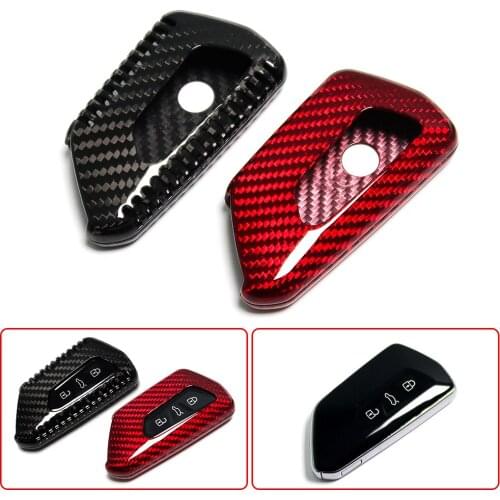 Carbon Fiber Car Remote Key Cover Shell Fob Protection Trim For Seat Leon Fr Mk4 2019 2020 2021