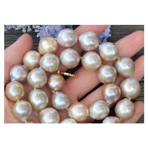 Natural Purple Edison Nucleated Flameball Baroque Pearl Necklace
