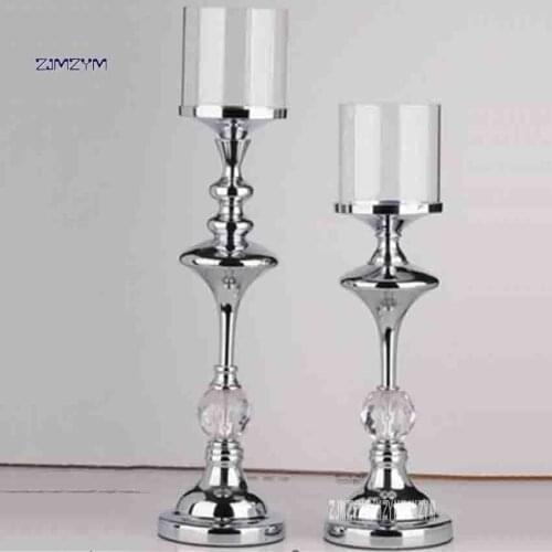 Single Head Wrought Iron Candlestick Home Candle Holders Wedding Decoration Candelabra Modern Glass Candle Holder