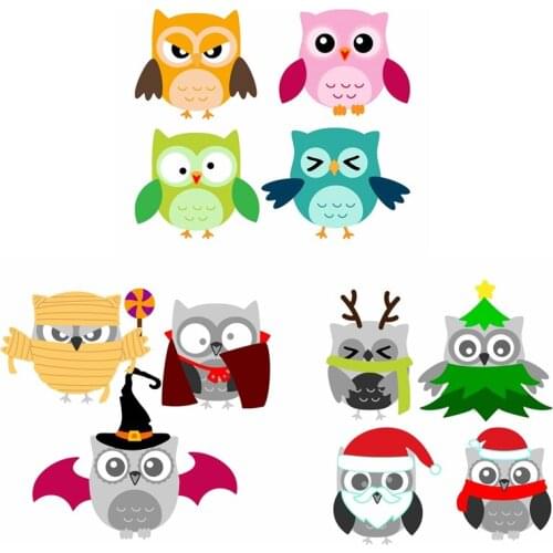 Christmas Halloween Happy Cute Owl Metal Cutting Dies Scrapbooking For Card Album Making DIY Crafts Stencil New Supplies 2020