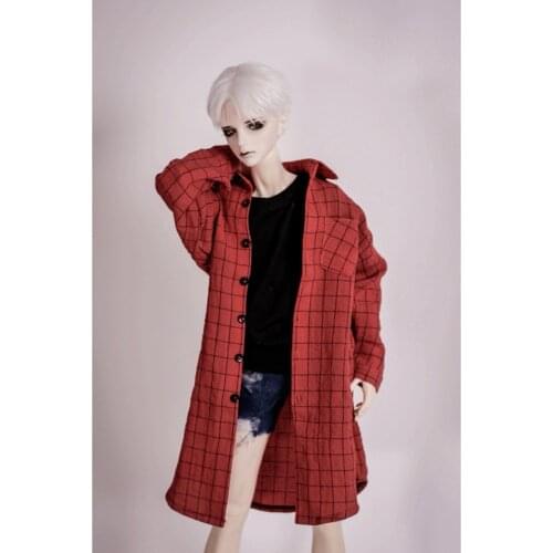 BJD Red Checked Shirt Outfits Long Top Clothing For 1/4 1/3 SD17 70cm 17" 24" Tall MSD SD DK DZ AOD DD Doll HEDUOEP