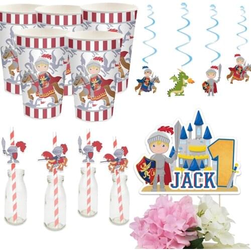 Knights Rider Birthday Party Supplies Favor Boxes Cake Topper Straws Knight Favor Bags Hanging Decor Centerpieces Candy Boxes