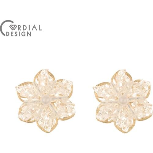 Cordial Design 30Pcs 23*23MM Jewelry Accessories/Earring Findings/Hand Made/Imitation Pearl/DIY Jewelry Making/Crystal Charms