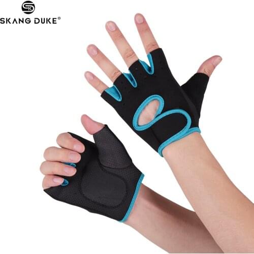 Skanguke 1 Pair Silicone Gym Cycling Gloves Half Finger Men Women Weight Lifting Breathable Anti-Slip Fitness Sports Gloves