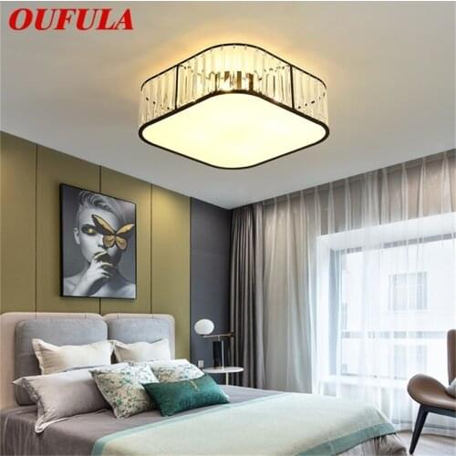 OUFULA Modern Ceiling Light Square Luxury Gold LED Lamp Fixtures Home For Dining Room Decoration