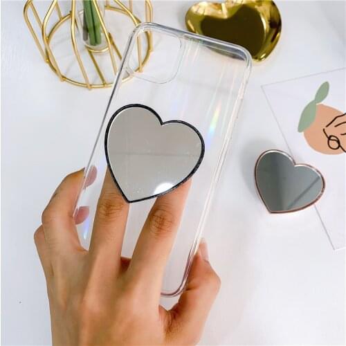 Universal Mirror Mobile Phone Airbag Bracket Expanding Stand Finger Holder Mobile Accessories For iPhone Heart-shaped Holder