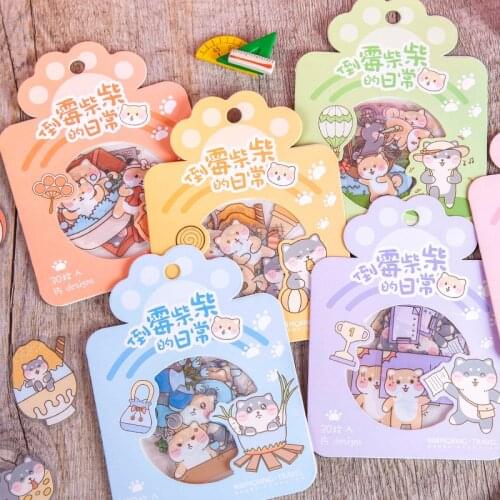 Unlucky Shiba Inu Daily Series Dog Stationery Sticker diy Scrapbook Album Planner Decorative Sticker Aesthetic Supplies 6 Styles