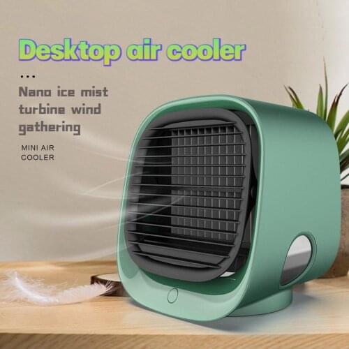 Air Cooler Fan Mini Desktop Air Conditioner with Night Light Mini Usb Water Cooling Fan Humidifier Purifier Multifunction Summer