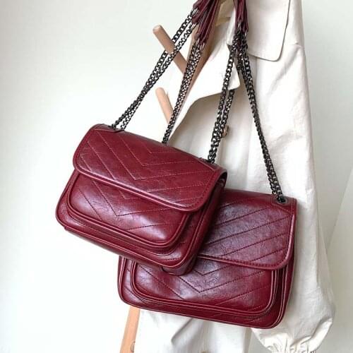 Vintage Lingge Chain Shoulder Messenger Crossbody Bags for Women Handbags 2021 Fashion Ladies Clutch Casual Totes Female Purse