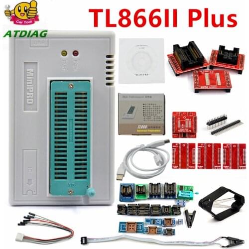 XGECU 100% Original Minipro TL866II Plus + 28 Adapters EEPROM Universal Bios USB programmer